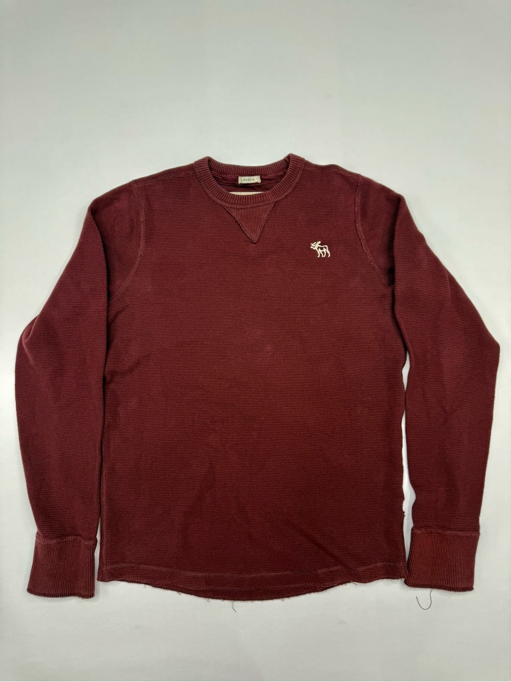 Abercrombie & Fitch Men's Crewneck Sweater - Burgundy y2k